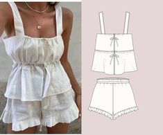 a women's top and shorts sewing pattern