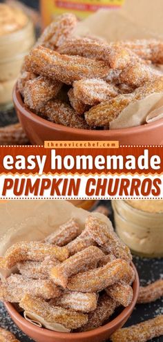 Pumpkin Churros, fall, pumpkin recipes Pumpkin Churros, Pumpkin Cream Cheese Dip, Air Fryer Pumpkin, Homemade Churros, Cream Cheese Dip, Cinnamon Pumpkin, Pumpkin Cream Cheese, Homemade Pumpkin, Thanksgiving Desserts