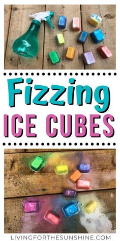 fizziing ice cubes with text overlay that says fizziing ice cubes