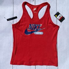 Nike Tank Size Large - New! With Tags Smoke Free Home Don’t Forget To Bundle Trendy Red Workout Top, Trendy Red Top For Workout, Nike Casual Racerback Top, Red Racerback Casual Top, Casual Red Racerback Top, Vintage Nike Shirt, Nike Running Shirt, Peach Tank Top, Outfits 2000s