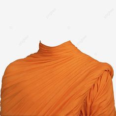 the back of an orange dress with pleaed fabric on it's neck and shoulders