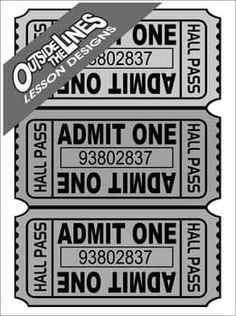 three admit stickers with the words admit and no limit on them, in black ink