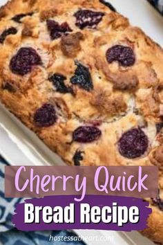 blueberry quick bread recipe with text overlay