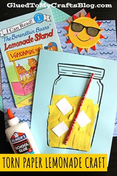 the lemonade craft is made with construction paper and glue