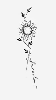 Minimal Sunflower Tattoo Simple, Sunflower Design Tattoo, Simple Tattoos Sunflower, Basic Sunflower Tattoo, Spine Tattoo Sunflower, Sunflower Tattoo Design Simple, Sunflower Spine Tattoos For Women, Daisy Back Tattoo, Tiny Sunflower Tattoo Simple