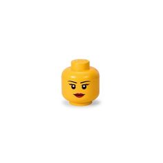 a yellow lego head with eyes and eyebrows