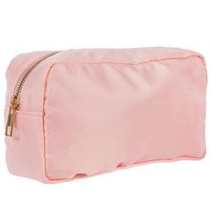 Dimensions: 6" x 9" x 3.25" Material: Nylon & Metal Color: Light Pink & Gold Quantity: 1 Take your odds and ends on the go with this Pouch. This handy pouch boasts a solid color, a rectangular shape, and a zippered opening at its top. Take it with you as-is or customize it with a stylish strap and appliques. It's the perfect size to hold pencils, makeup brushes, and more! Rectangular School Case With Zipper Closure, School Cosmetic Bag With Zipper Closure, Functional Pink Pencil Case With Zipper, Pink Rectangular Case With Zipper Closure, Rectangular Pink Pencil Case With Zipper Pocket, Rectangular Cosmetic Bag With Cell Phone Pocket, Rectangular Cases With Zipper Closure For On-the-go, Pink Zipper Closure Pouch, Functional Pink Cosmetic Bag With Zipper