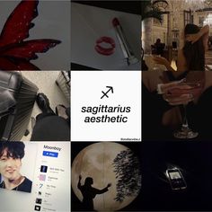 a collage of photos with the words sagittarius aesthetic