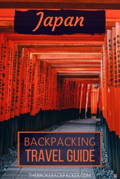 an orange and black background with the words japan backpacking travel guide