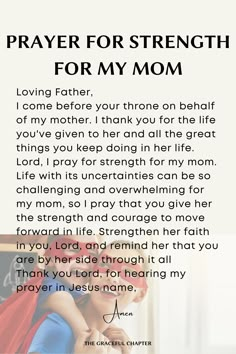 a poem written in the language of prayer for strength for my mom