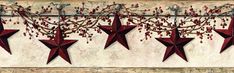 York Hanging Star Border Off White/Khaki Wallpaper Primitive Wallpaper, Khaki Wallpaper, Primitive Dining Rooms, Stripped Wallpaper, Farmhouse Country Decor, Primitive Homes, Wall Borders, Fox Decor, Moon Wallpaper