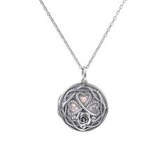 Celebrate your life with this stunning necklace. Crafted in oxidized silver, the pendant necklace shows unique and pristine beauty with its exquisite workmanship. The surface of the pendant is sculptured in a rose and three hearts surrounded by intertwined carvings. In the inside of the locket, there's a polished disc where you can leave your inscription to make this necklace special and meaningful. It's a best gift of love for Mom, wife, children or yourself. Never miss it!Chain Type: Cable cha Rose Locket, Locket Necklaces, Intertwined Hearts, Three Hearts, Heart Rose, Classic Necklace, Vintage Heart, Necklace Online, Oxidized Silver