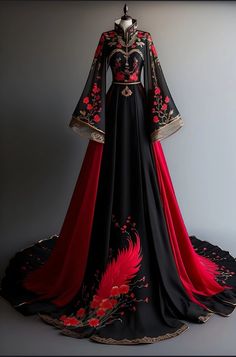 Kimono Royal, Luxury Long-sleeved Traditional Robe, Elegant Kimono With Intricate Embroidery, Queen’s Royal Robes, Chinese Silk Robes, Ancient Dress, Fancy Kurti, Best Winter Outfits, Red Wedding Dresses