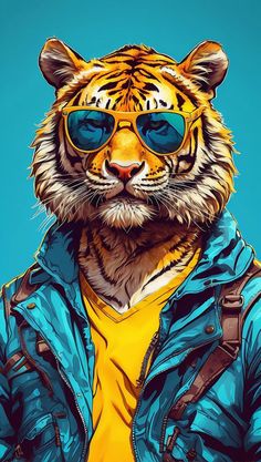 a painting of a tiger wearing sunglasses