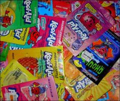 a pile of candy sitting on top of a table