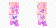 two pixellated images of different shapes and sizes, one is pink and the other is blue