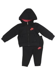 A to Z Shop Our eBay Store About Us Contact Us Add to Favorite Sellers Nike Infant's 2-Piece NSW Club Fleece Black Hoodie & Pants Set Sz: 12 Months Nike Infant's 2-Piece NSW Club Fleece Hoodie & Pants Set Product Description: Model: 16C406 1 Hooded Sweatshirt; 1 Pair Of Pants Hoodie Features Full Zipper Closure Front; Long Sleeves; & 2 Slide Pockets At Sides Pants Feature 2 Slide Pockets At Sides Swoosh Logo At Left Chest Swoosh Logo At Left Leg Made Of: 60% Cotton; 40% Polyester Made In: Indonesia Brand Description: It started with a handshake between two visionary Oregonians - Bowerman & his University of Oregon runner Phil Knight. They & the people they hired evolved & grew the company that became Nike from a U.S. based footwear distributor to a global marketer of athletic footwear, app Nike Hooded Winter Tracksuit, Nike Hooded Tracksuit For Fall, Nike Winter Sweats With Pockets, Casual Nike Tracksuit For Fall, Fitted Hooded Sports Sets, Nike Long Sleeve Tracksuit For Loungewear, Nike Tracksuit For Winter Loungewear, Nike Long Sleeve Loungewear Sets, Nike Loungewear Sets