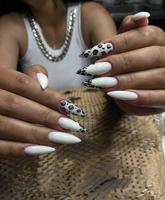 White Leopard Print Nails, White Leopard Nails, Nails Wait, Burgundy Acrylic Nails, Almond Gel Nails, Sassy Nails, Leopard Print Nails