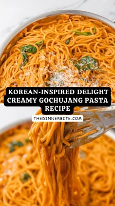 korean - inspired delight creamy gochujung pasta recipe with fresh basil and parmesan cheese