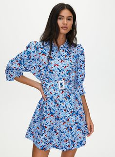 SWEETIE DRESS - Mini shirt dress Dress With Puff Sleeves, Easy Shape, Cotton Poplin Fabric, Mini Shirt Dress, Cinched Waist, Poplin Fabric, Above The Knee, Cotton Poplin, Puff Sleeves