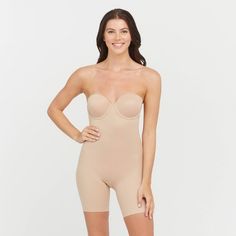 ASSETS by SPANX Women's Flawless Finish Strapless Cupped Midthigh Bodysuit - Beige L Bridal Shapewear Strapless, Strapless Shaping Bodysuit With Built-in Bra, Strapless Smoothing Bodysuit Shapewear, Strapless Smoothing Shapewear Bodysuit, Strapless Shaping Bodysuit Shapewear, Strapless Shaping Bodysuit, Strapless Shapewear Bodysuit With Built-in Bra, Strapless Shapewear For Smoothing And Sculpting, Strapless Sculpting Smoothing Shapewear