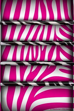 pink and white zebra print blinds with horizontal blind shades in the middle, on top of each other