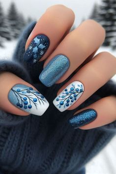 Halloween Nail Ideas, Nails Blue, Fall Nail Art, Christmas Nail