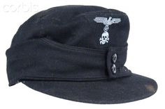 a black hat with a skull and cross on it