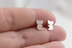 These very cute little koala studs are handmade using Australian recycled sterling silver. They measure 6mm by 8 mm so make a good small Koala Jewelry, Koala Earrings, Koala Birthday, Koala Art, Etsy Branding, Handmade Box, Animal Earrings, Australian Animals, Paper Gift Bags