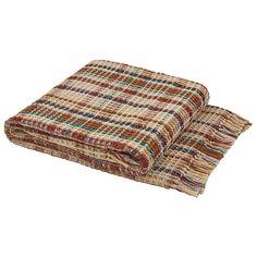 a plaid blanket folded on top of each other