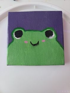 Frog painting on mini canvas Mini Tela, Posca Marker, Lip Filler, Easy Doodle Art