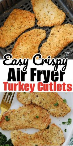 easy crispy air fryer turkey cutlets on a plate