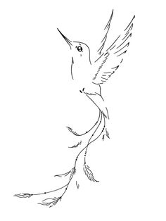 a drawing of a hummingbird flying in the air