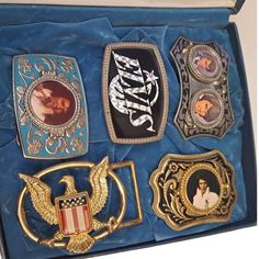 Elvis Presley Belt buckle lot of 5  CPI 77 Not Pacifica Collection Rare w/ Case  These were put in storage and never used. 5 different Belt Buckles. All Vintage. This item has been in my late parents collection since they originally purchased it in the 70s. It was put in storage in 1977 and hasn't been touched until I unpacked it to list. Suspender Belt, The 70s, Elvis Presley, Mens Belts, Belt Buckle, Suspenders, Belt Buckles, Black Silver, Buckle