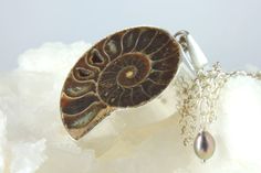 Ammonite pendant in Sterling Silver frame fine by AliraTreasures, $70.00 Ammonite Pendant, Original Necklace, Stone Statement Necklace, Ammonite Fossil, Beautiful Necklace, Silver Frame