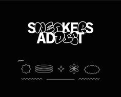 some type of logo with the words sneakers adot in white on a black background