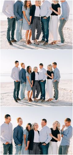 a group of people standing next to each other on a beach