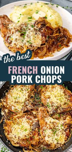 the best french onion pork chops in a skillet