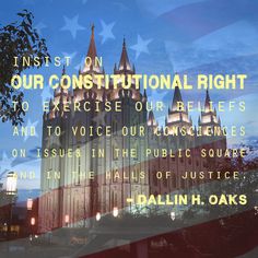 an american flag is reflected in the window of a building with words written on it