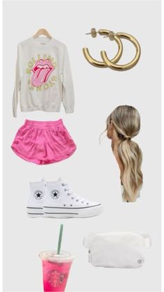 Starbucks Dragon Fruit Drink, Chuck Taylor Outfit, Dragon Fruit Drink, 70 Shoes, Drink Starbucks, Preppy Inspiration, Hot Pink Shorts