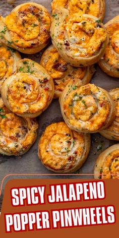 spicy jalapeno popper pinwheels with text overlay