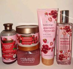 Strawberry Smelling Products, Products To Smell Like Strawberry, Best Combo To Smell Good Strawberry, Bath And Body Works Perfume Strawberry, Bodycology Strawberry, Beauty Treatments Skin Care, Fragrance Lab, Vegan Bath Products, Bath N Body Works