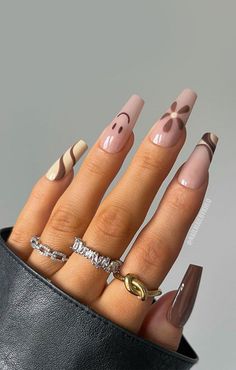 Fall Tone Nails, Unusual Nail Designs, Nails 23, Nails Colour, Kylie Nails, Brown Acrylic Nails, Kutek Disney, Brown Nails Design, Autumn Nail