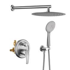 an image of a shower faucet with thermostaer and hand shower head