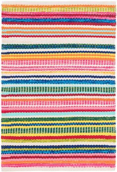 a multicolored rug with stripes on the bottom and sides, in different colors