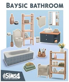 a bathroom is shown with various items in it