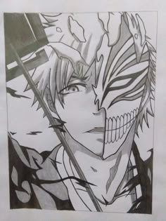 Ichigo Sketch Pencil, Bleach Drawing Sketch, Luffy Pencil Drawing, Bleach Anime Drawings, Ichigo Kurosaki Sketch