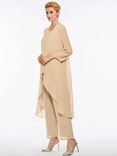 Jumpsuit / Pantsuit Mother of the Bride Dress Wedding Guest Elegant Plus Size Bateau Neck Floor Length Chiffon Sleeveless Wrap Included with Solid Color 2024 2024 - $95.99 Mother Of The Groom Suits, Bride Pantsuit, Mother Of The Bride Trouser Suits, Bride Dresses Plus Size, Mother Of The Bride Plus Size, Bride Jumpsuit, Bride Plus Size, Mother Of The Bride Suits, Groom Suits