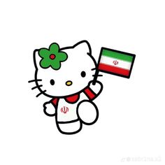 hello kitty holding the flag of iraq