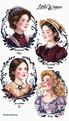 four girls with different hair styles and names